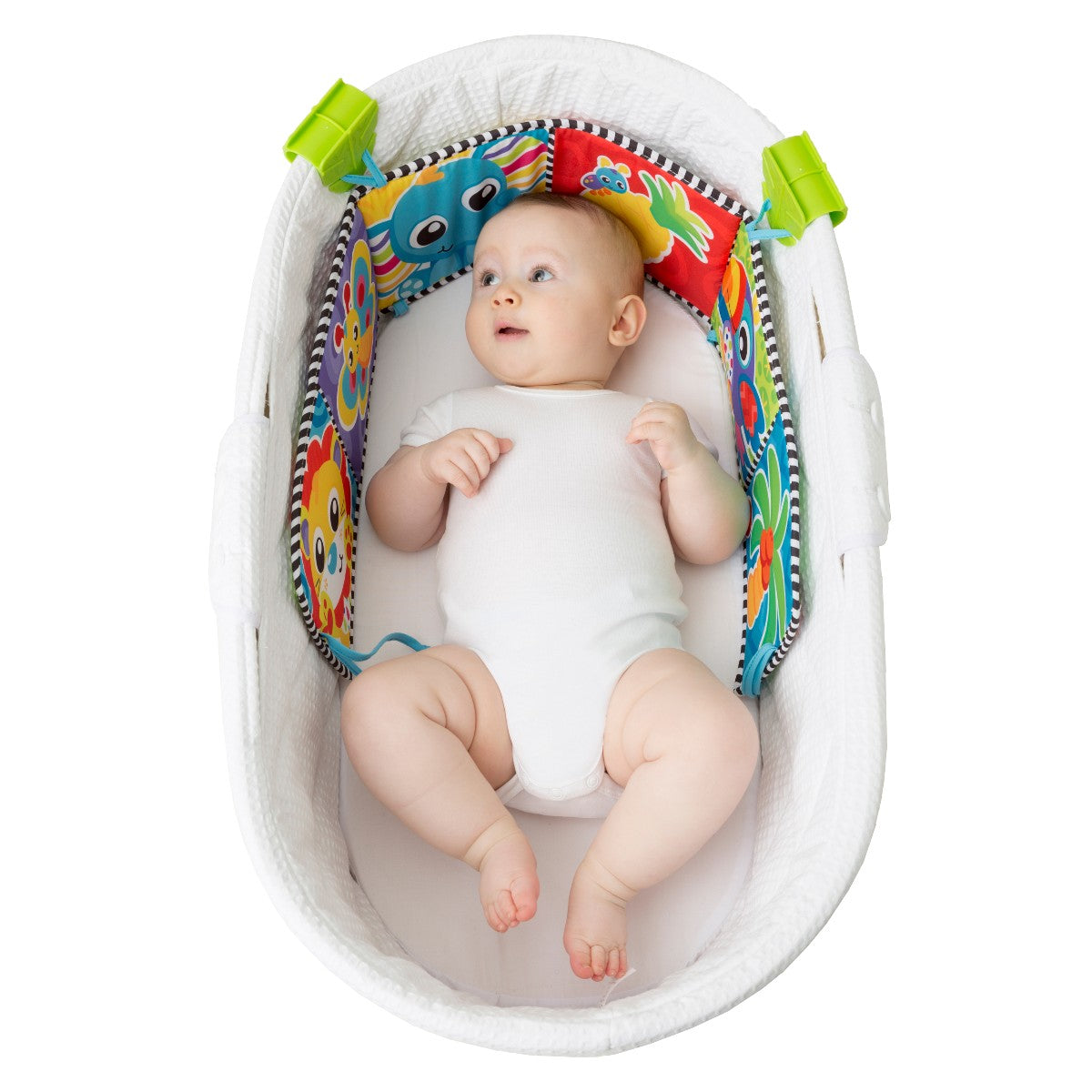 Playgro aktivitetsleksak, Tummy Time vändbar tygbok med spegel