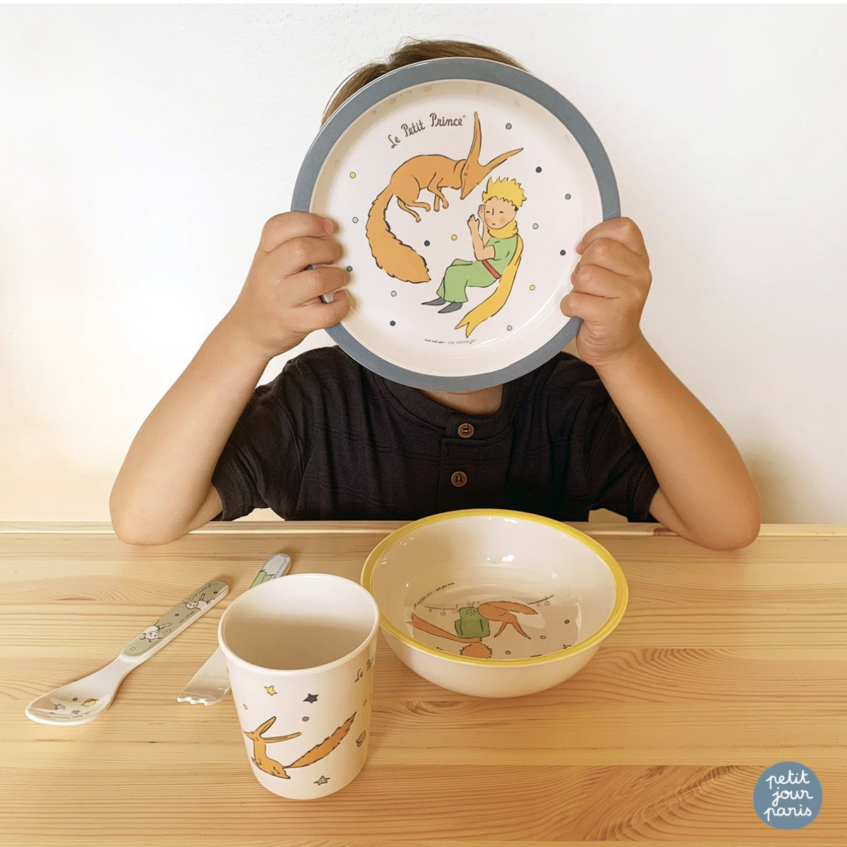 Petit Jour Paris barnservis i presentask med 5 delar, Den lille prinsen - Blå