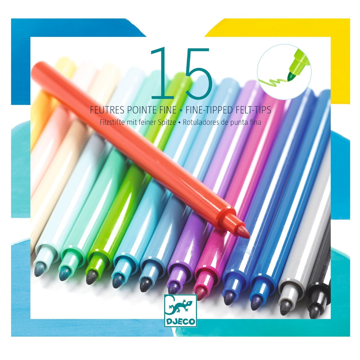 Djeco tuschpennor, Pacific - 15 st