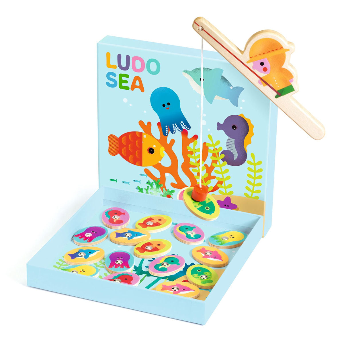 Djeco trälärande spel, Ludo Havet 4 spel – fiskespel