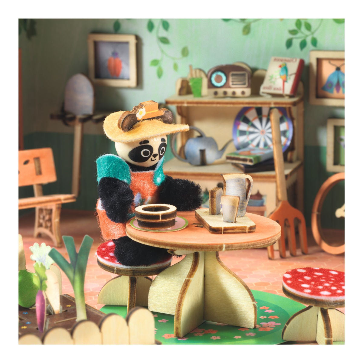 Djeco Mi House, Miniature univers i kuffert - Olive