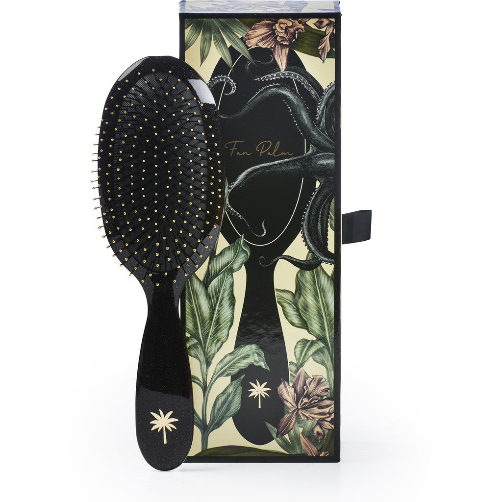 Fan Palm hårborste, medium, Octopus wet brush - Black w/glitter