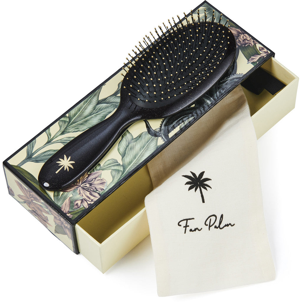 Fan Palm hårborste, medium, Octopus wet brush - Black w/glitter