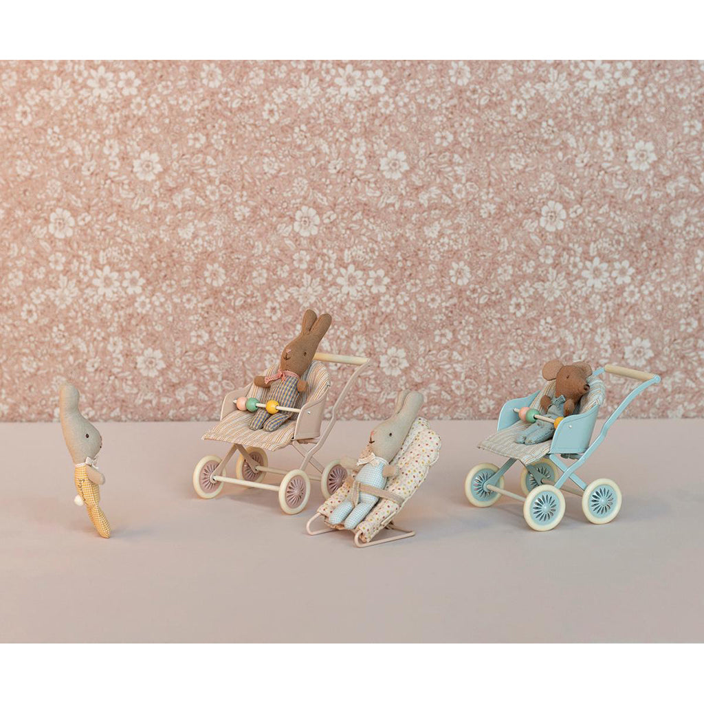 Maileg tillbehör till babymus, klapvogn - Blue