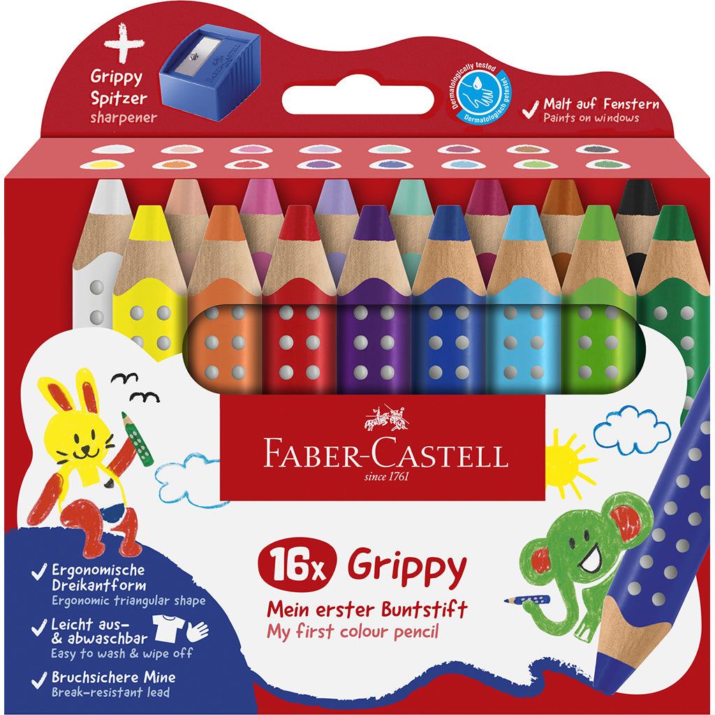 Faber-Castell, Grippy Jumbo farveblyanter 16 stk + 1 blyantspidser