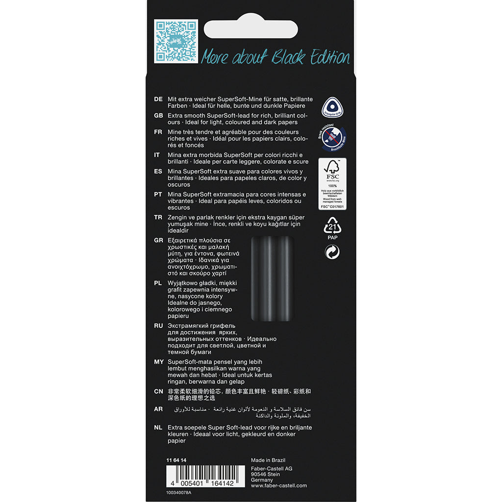 Faber-Castell, Black Edition, 12 st färgpennor - Skintones