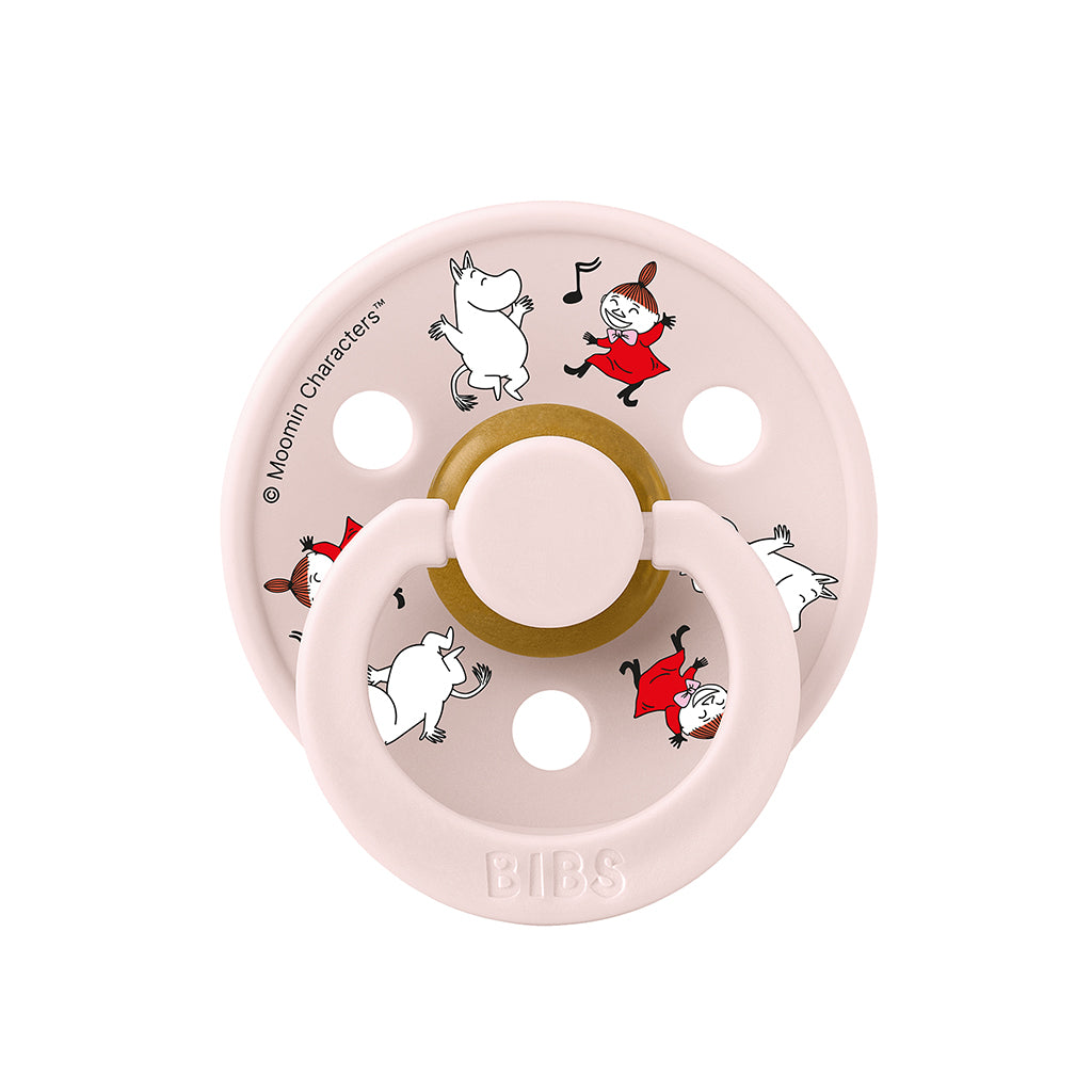 Bibs napp i naturgummi, 2-pack, storlek 2 – Moomin, Dancing Candy – Apple mix