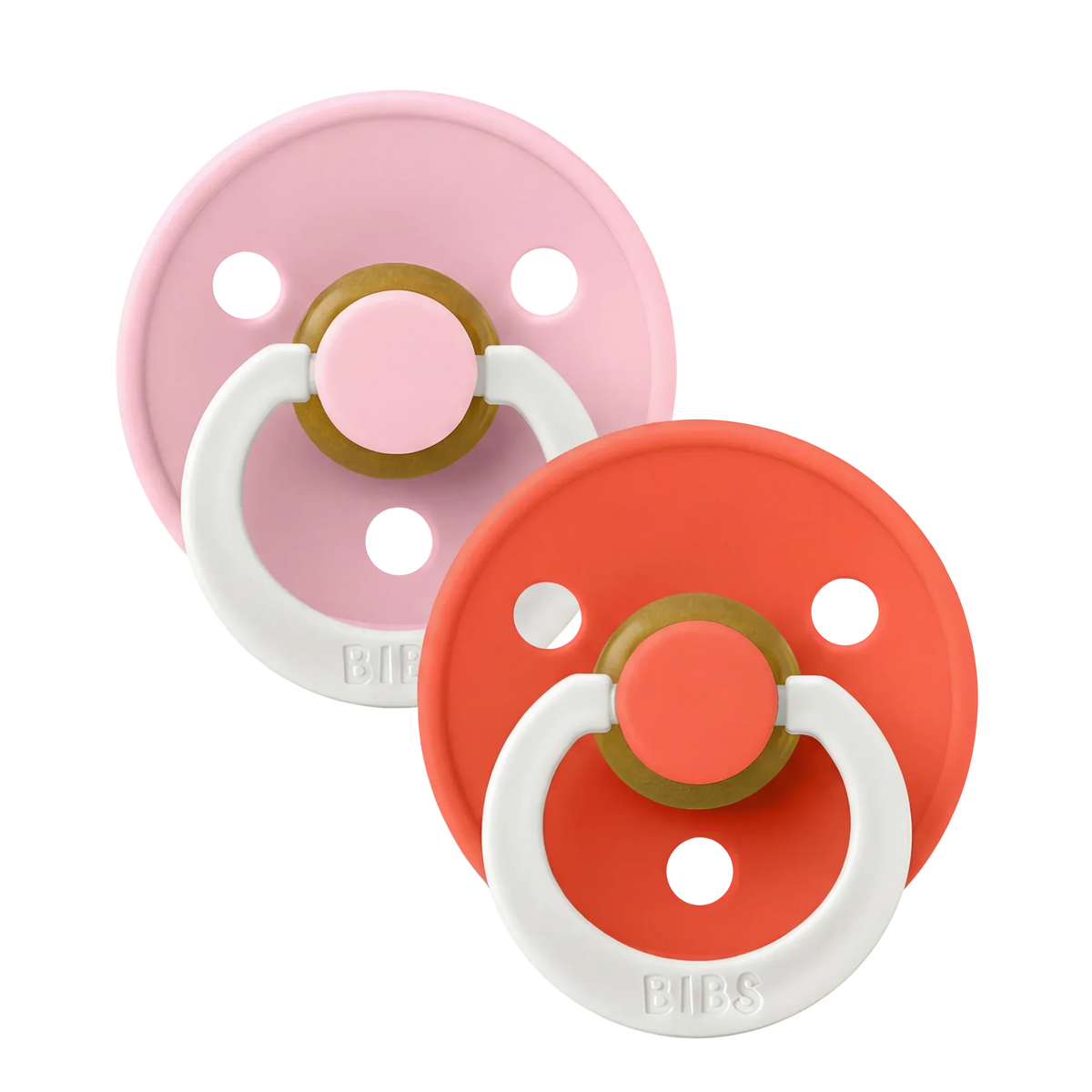 Bibs nappar i naturgummi, stl. 2, 2-pack - GLOW Baby Pink/Tango