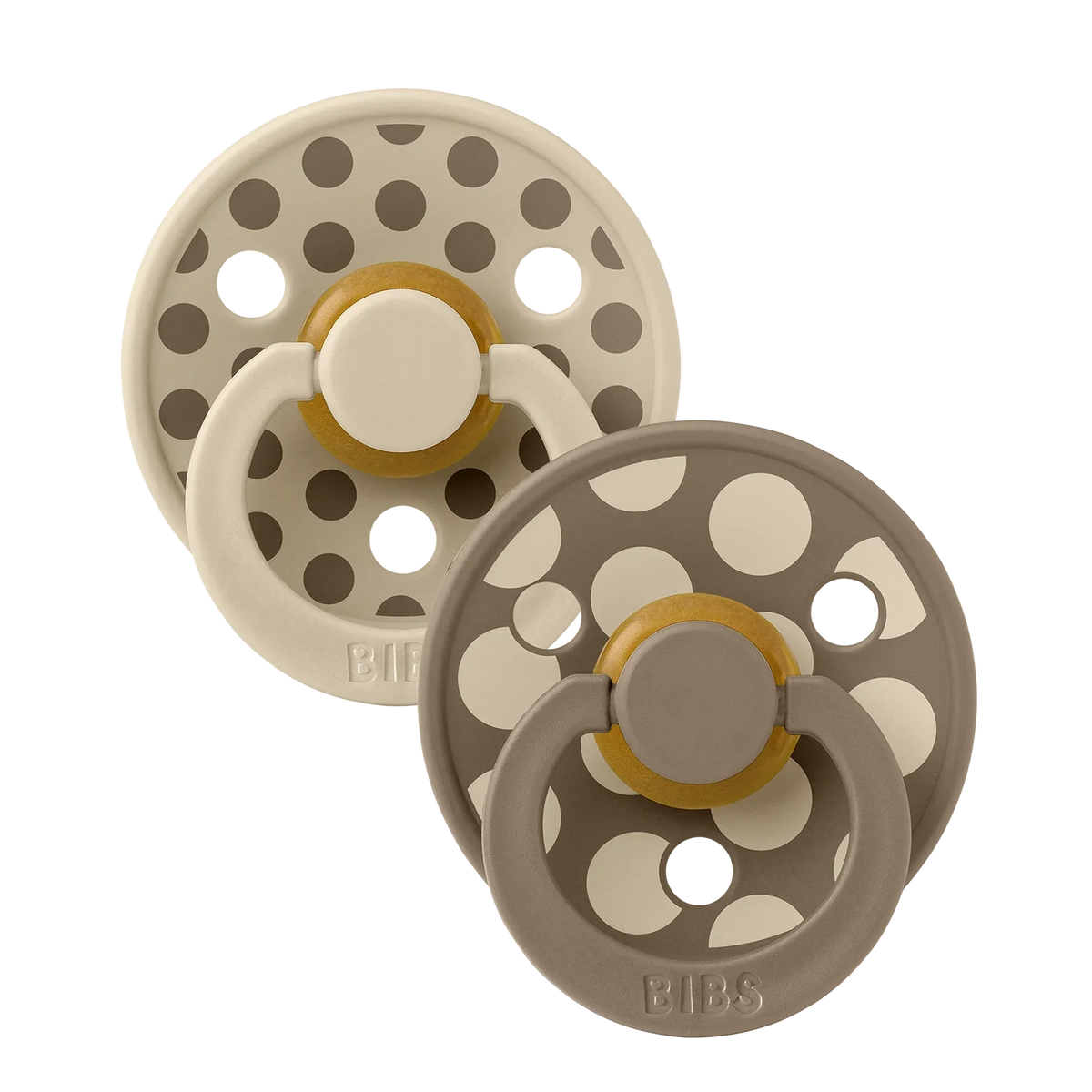 Bibs nappar i naturgummi, stl. 2 - Polka Vanilla/Dark Oak