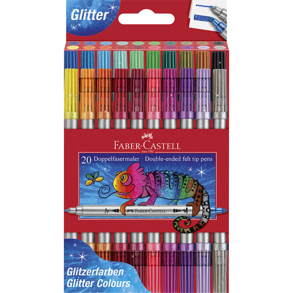 Faber-Castel, Tuscher med glitter 20 st – dubbelsidig