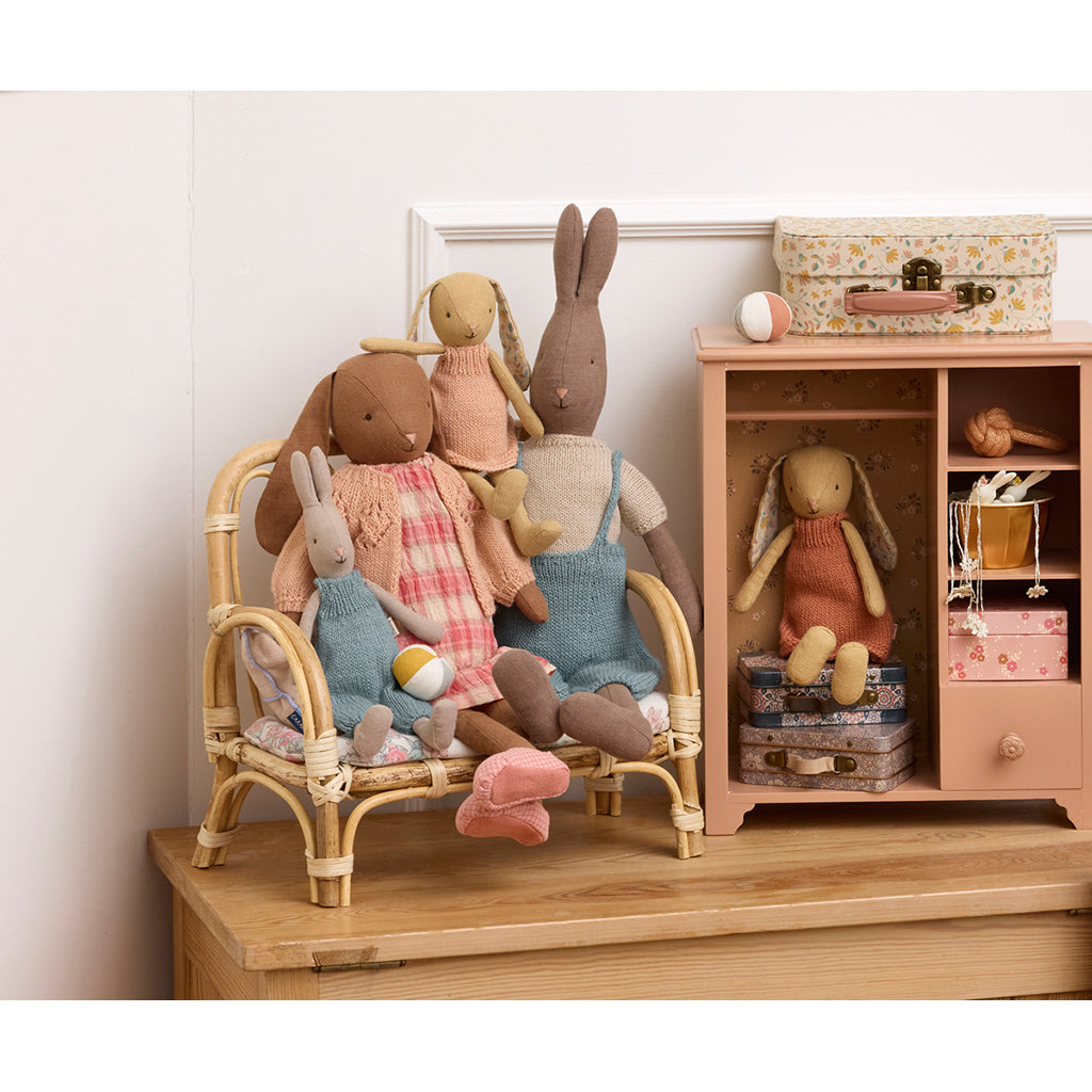 Maileg kanin str. 2, cremegul - Stickad klänning