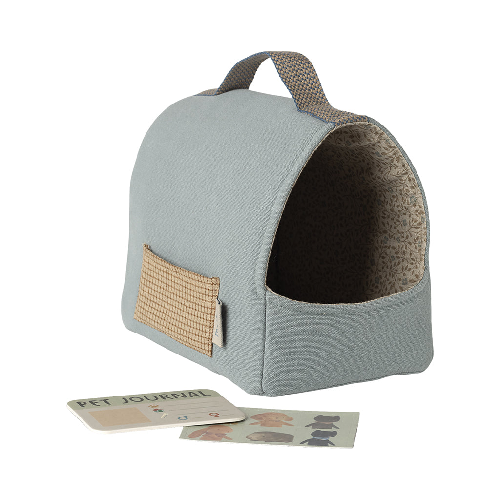 Maileg kæledyrtaske, lille, til plys hundehvalp - Blå