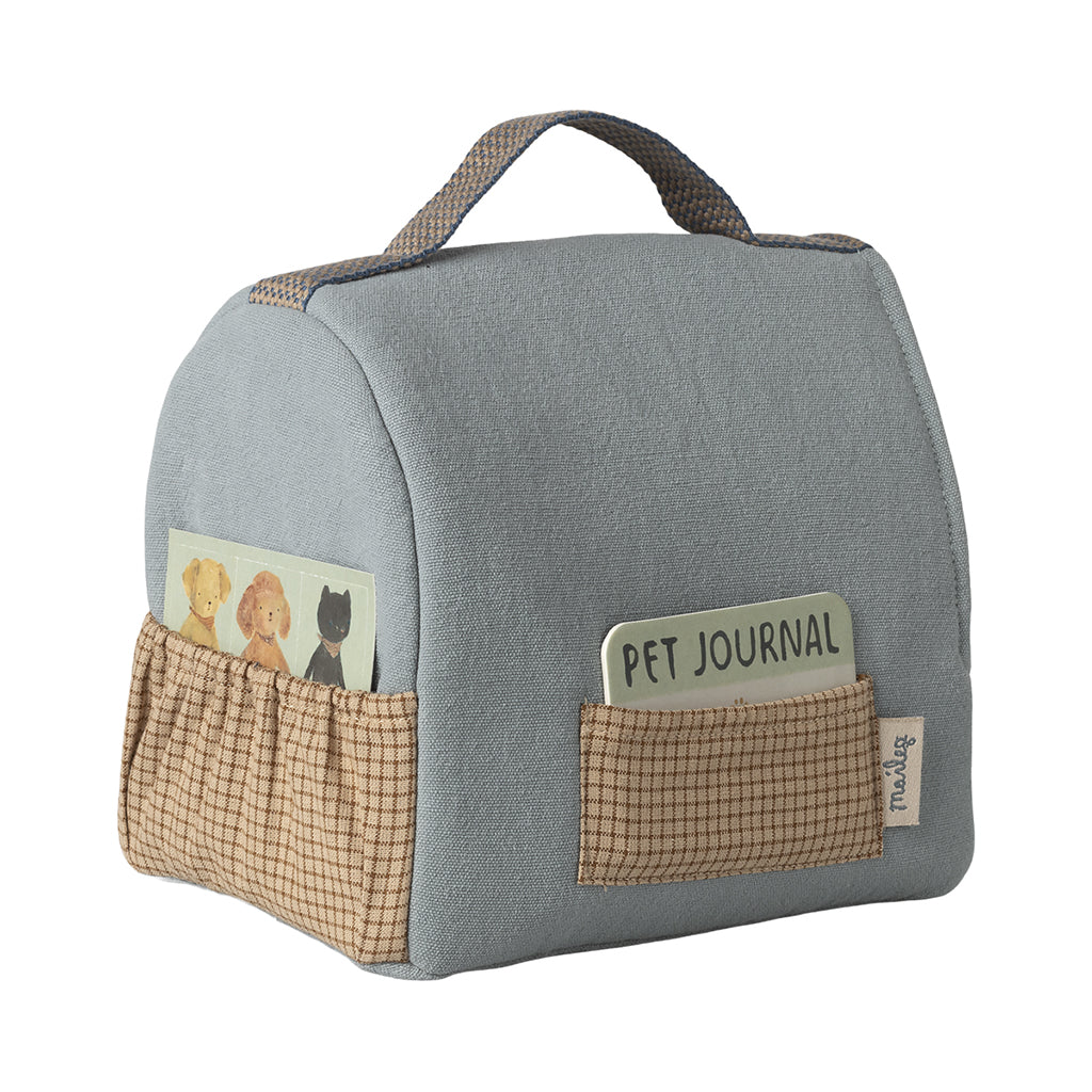 Maileg husdjursväska, liten, för plyshundvalp – Blå