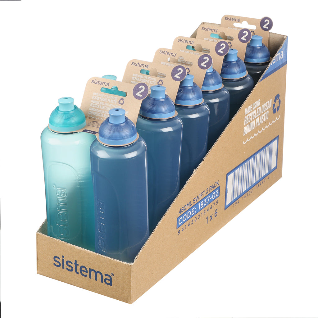 Sistema dricksflaska, Swift squeeze bottle, 2-pack 480 ml - Ocean bound