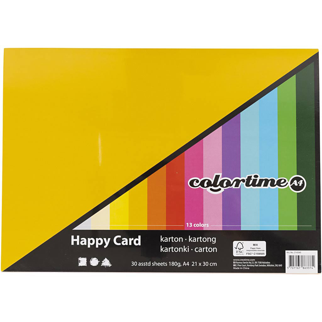 Vårkartong, A4 - Ass. färger