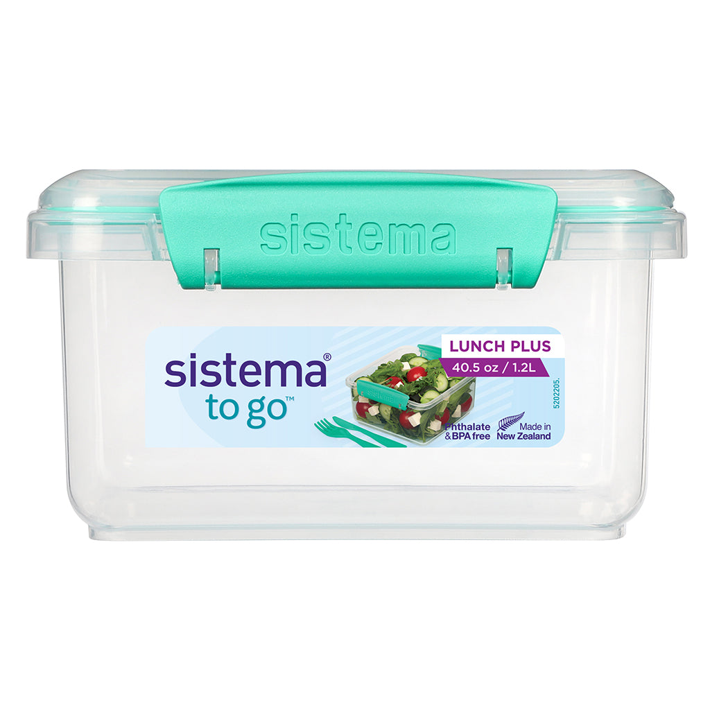 Sistema Lunch plus matlåda med 1 fack och bestick, 1,2L - Minty teal