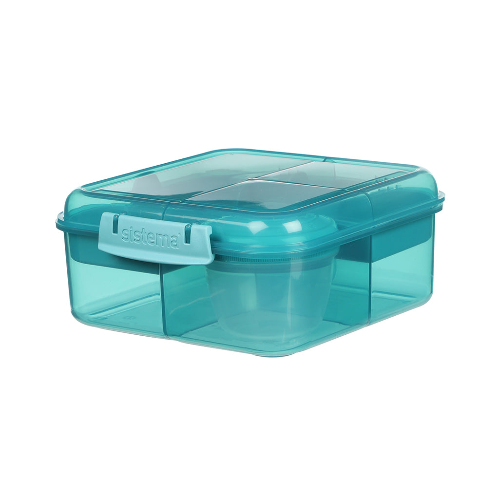 Sistema Bento Cube To Go, matlåda med 5 fack och en behållare - Teal stone