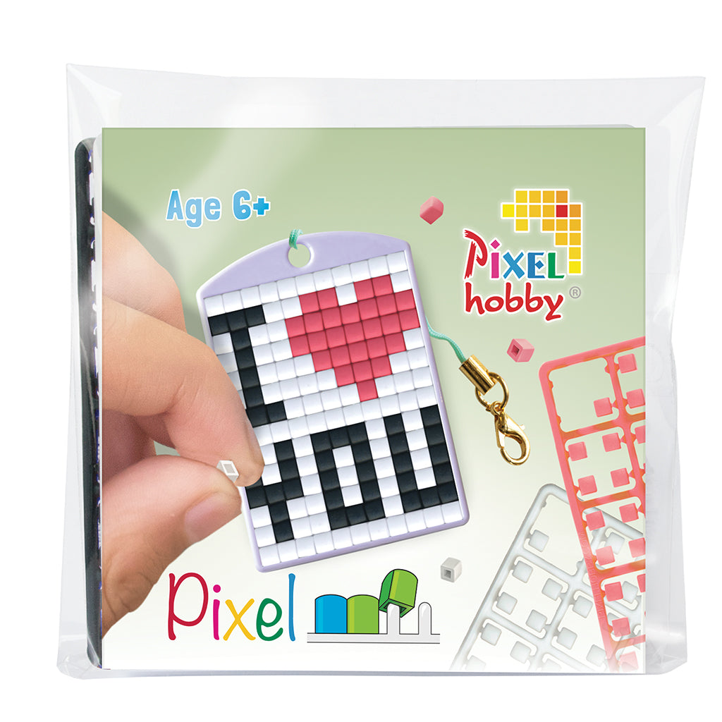 Pixel mosaic startset, nyckelring - I love you
