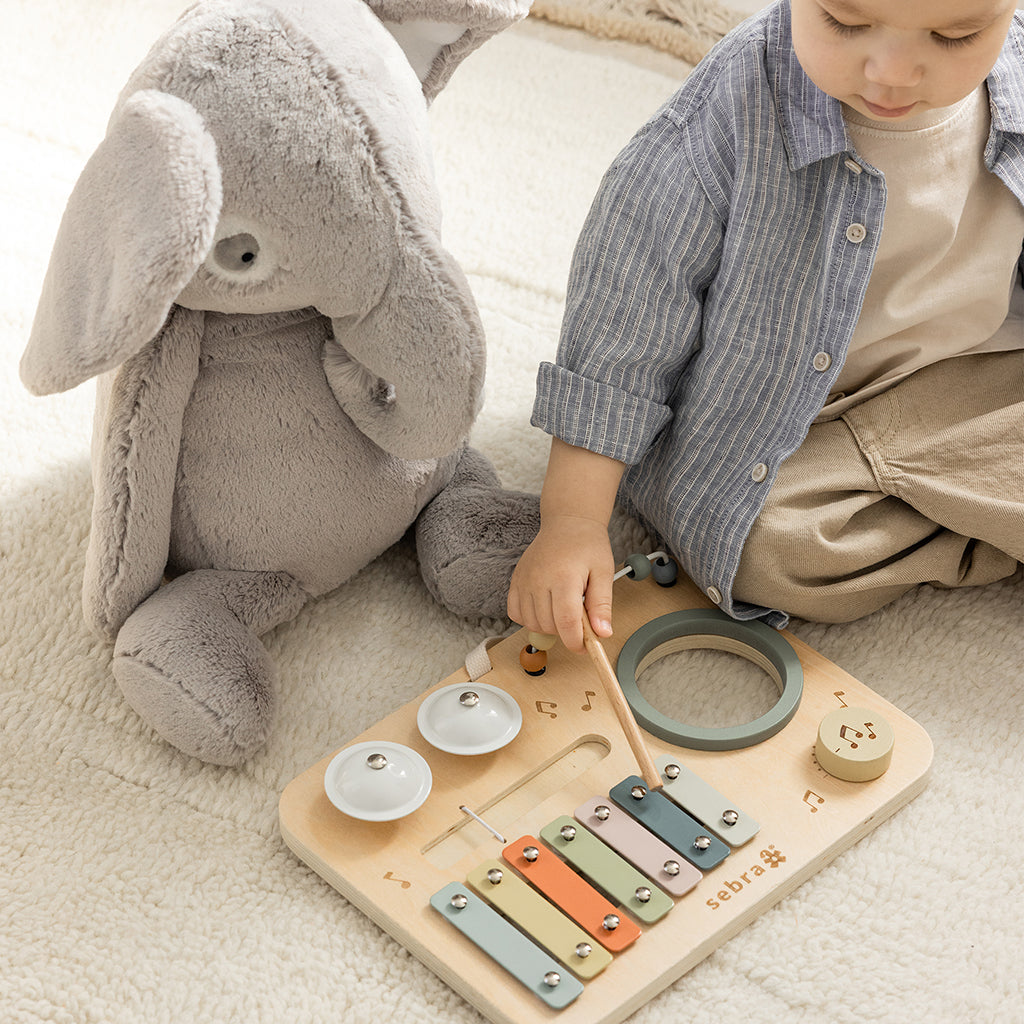 Sebra Aktivitetsbräda i trä med musik