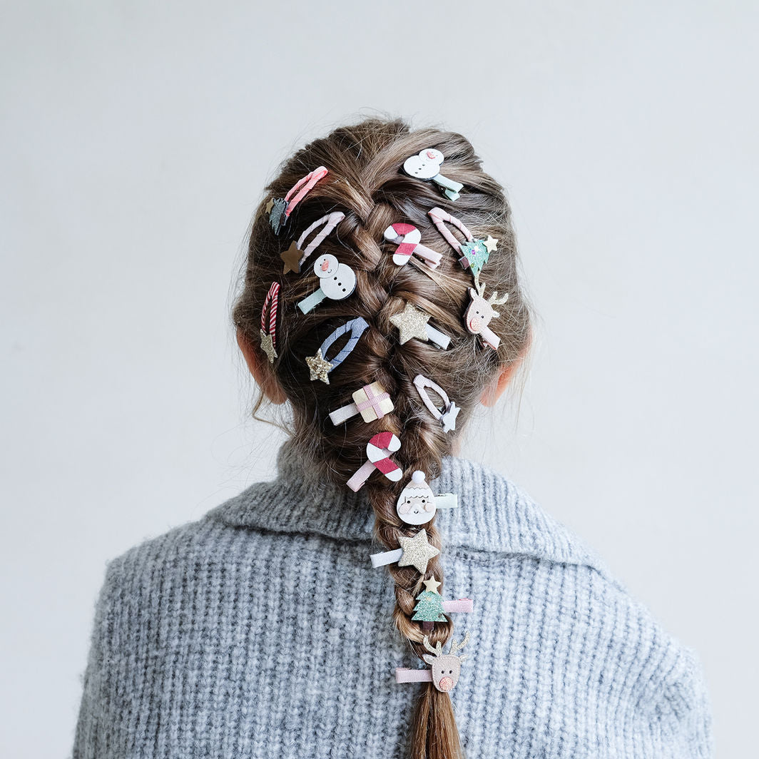 Mimi & Lula Håraccessoarer, 8 Hårklämmor - Mini Santa Christmas
