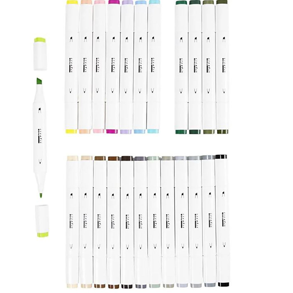 Illustration Marker, dubbel, linje 1 + 8 mm, 24 st. - Pastellfärger, standardfärger