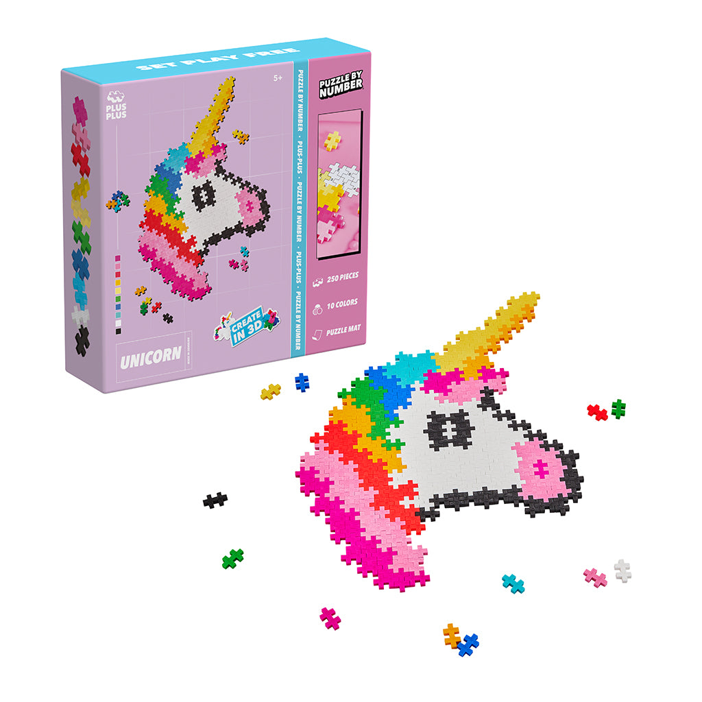 Plus-Plus Puzzle by Number, Enhjørning - 250 stk