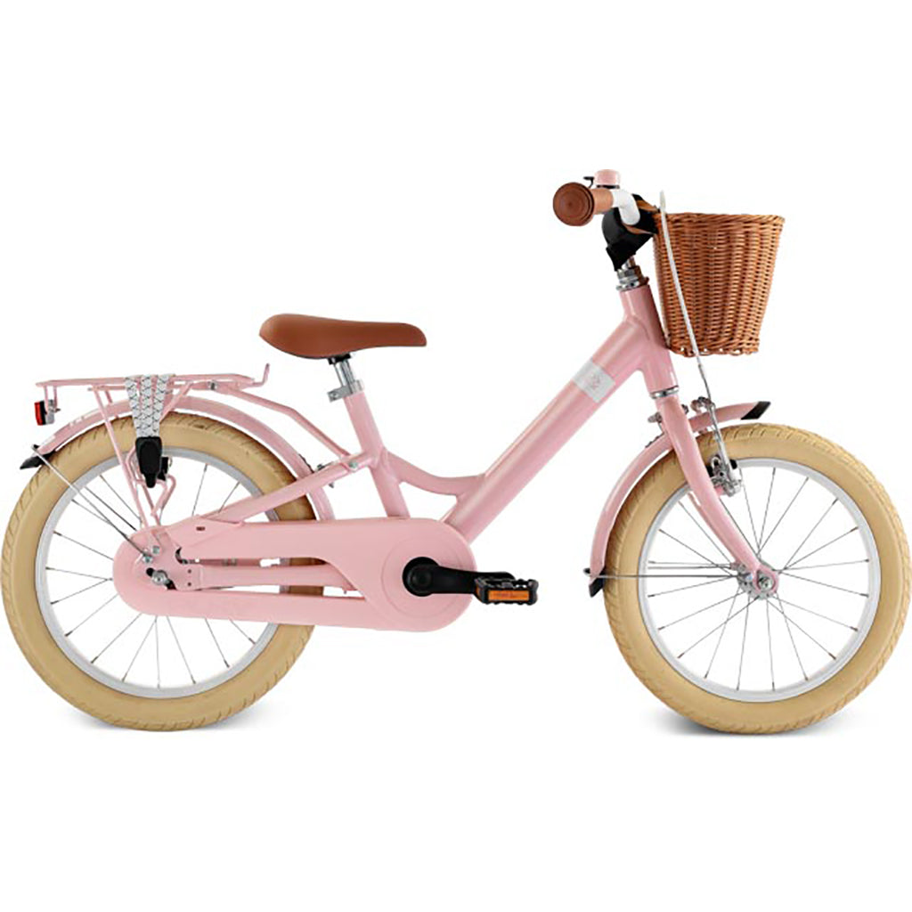 Puky Youke Classic cykel m. håndbremse og cykelkurv, 16" - Retro rose - Fra 4 år