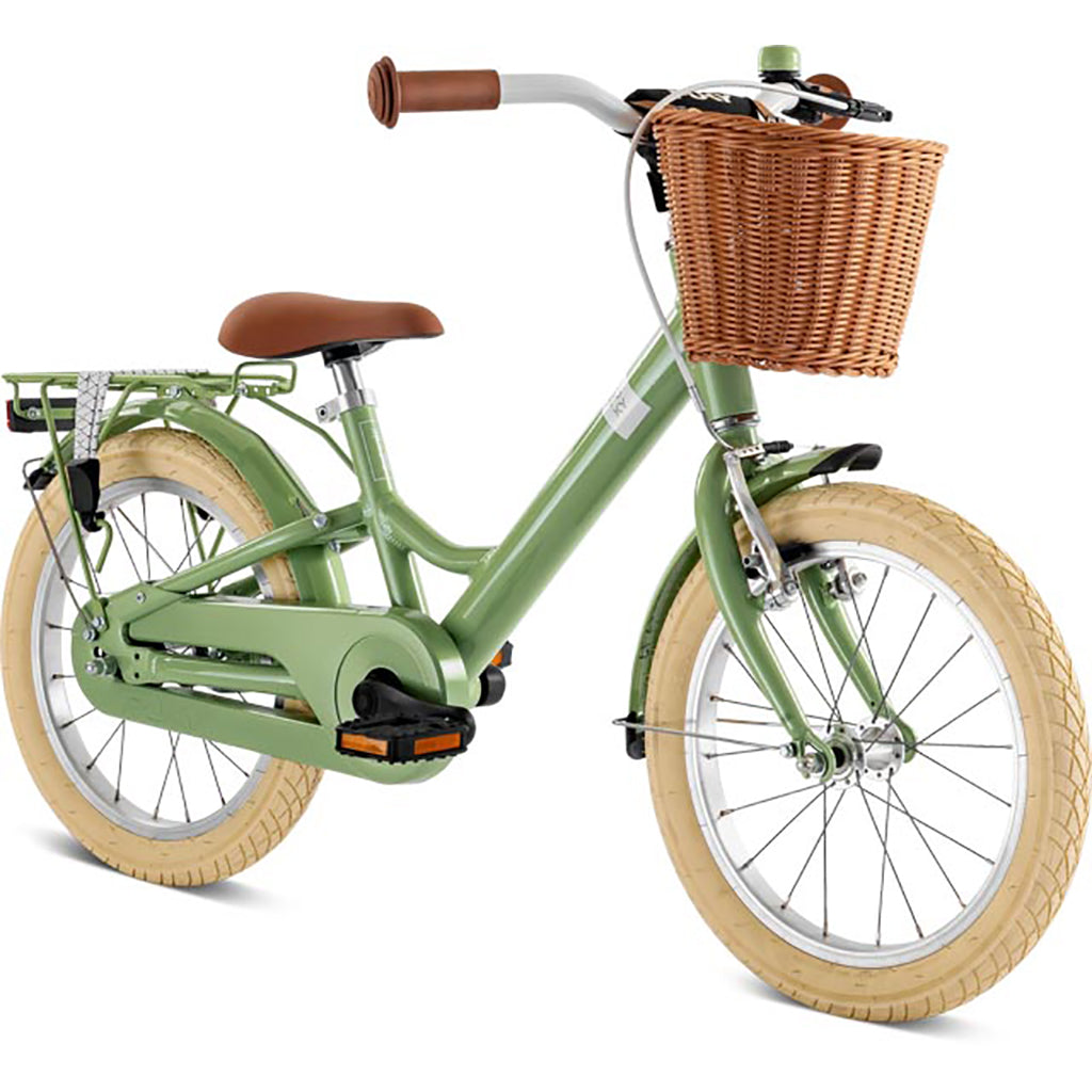 Puky Youke Classic cykel med handbroms och cykelkorg, 16" - Retro green - Från 4 år