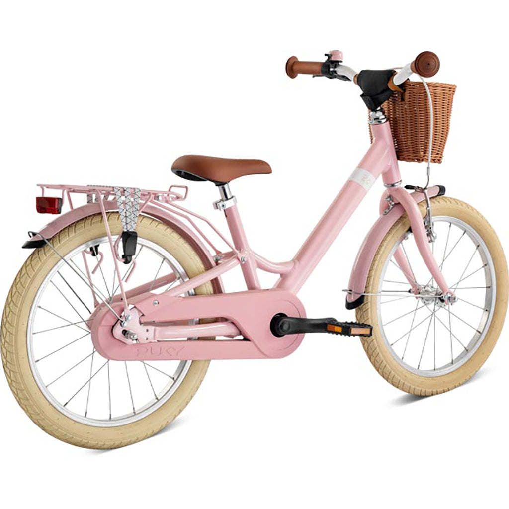 Puky Youke Classic cykel med handbroms och cykelkorg, 18" - Retro rose - Från 5 år