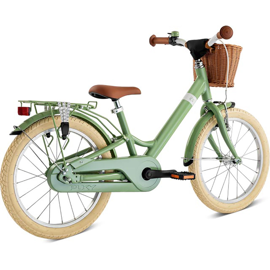 Puky Youke Classic cykel med handbroms och cykelkorg, 18" - Retro green - Från 5 år