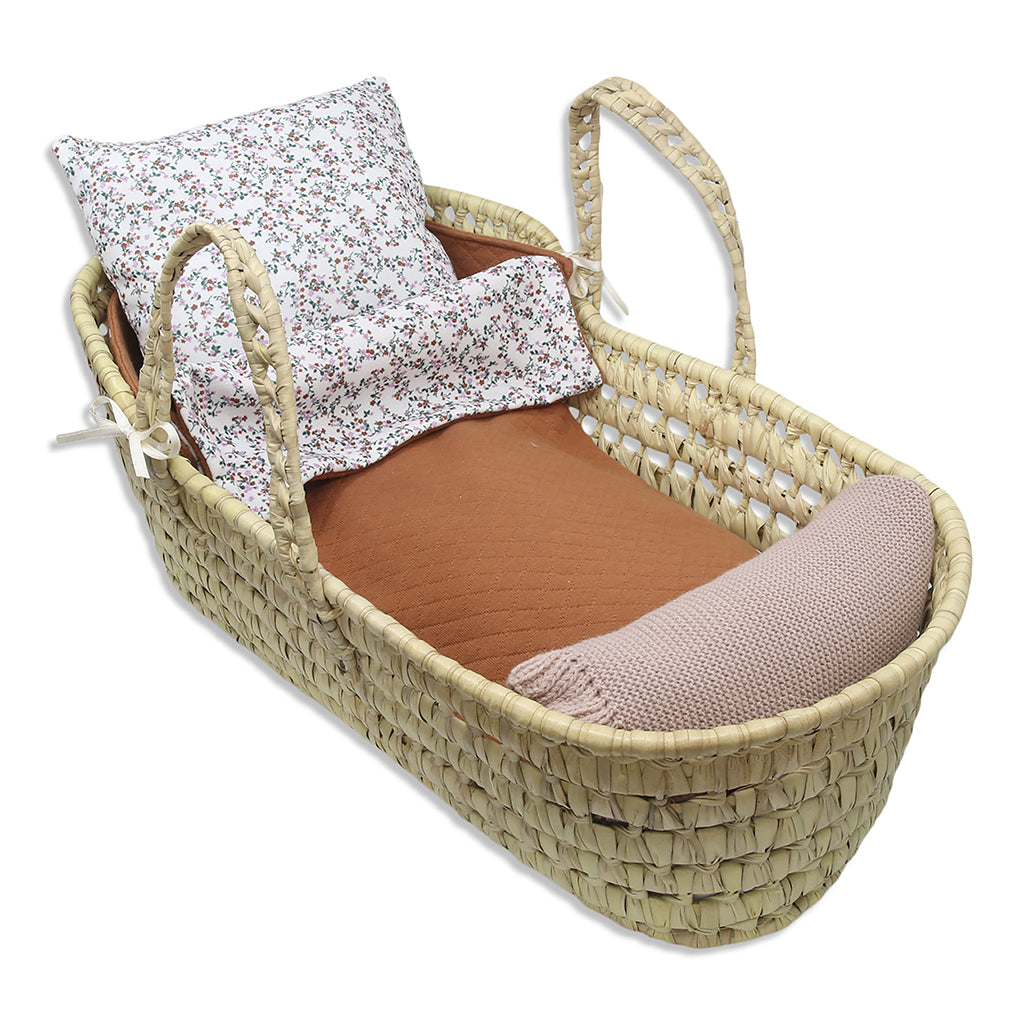 Así docktillbehör, Docklift i flätat - Blommigt mönster rost/grön