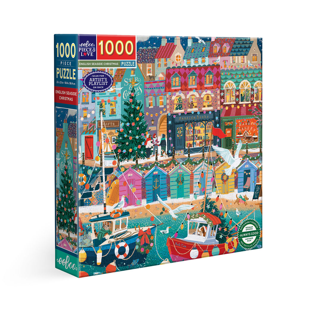 eeBoo Puslespil 1000 brk, English Seaside Christmas