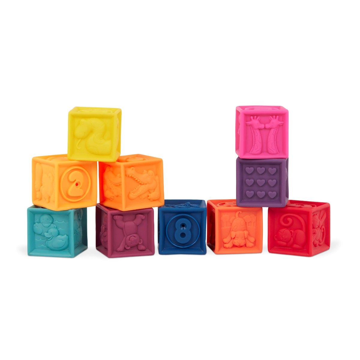 B Toys mjuka byggklossar, One Two Squeeze - 10 st.