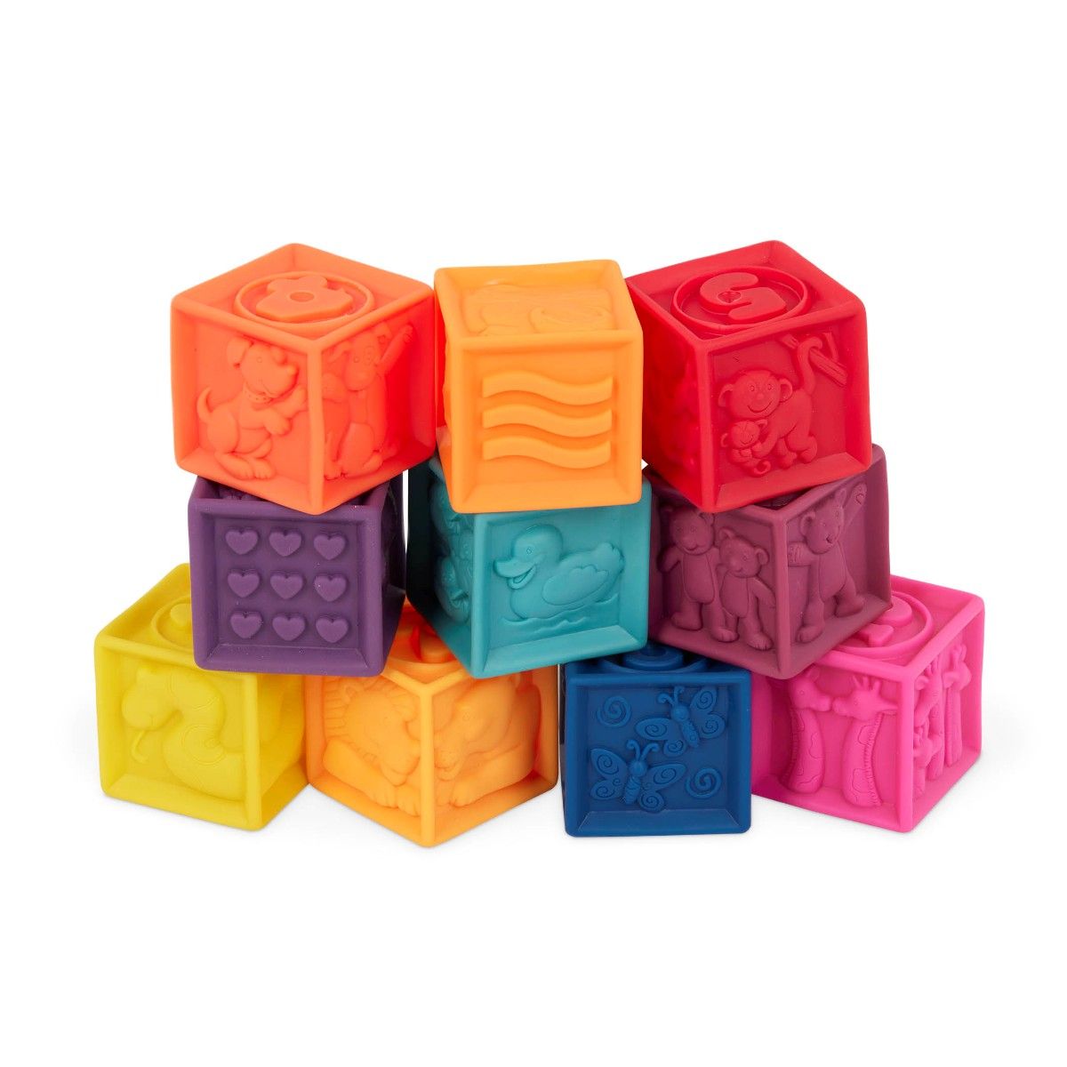 B Toys mjuka byggklossar, One Two Squeeze - 10 st.