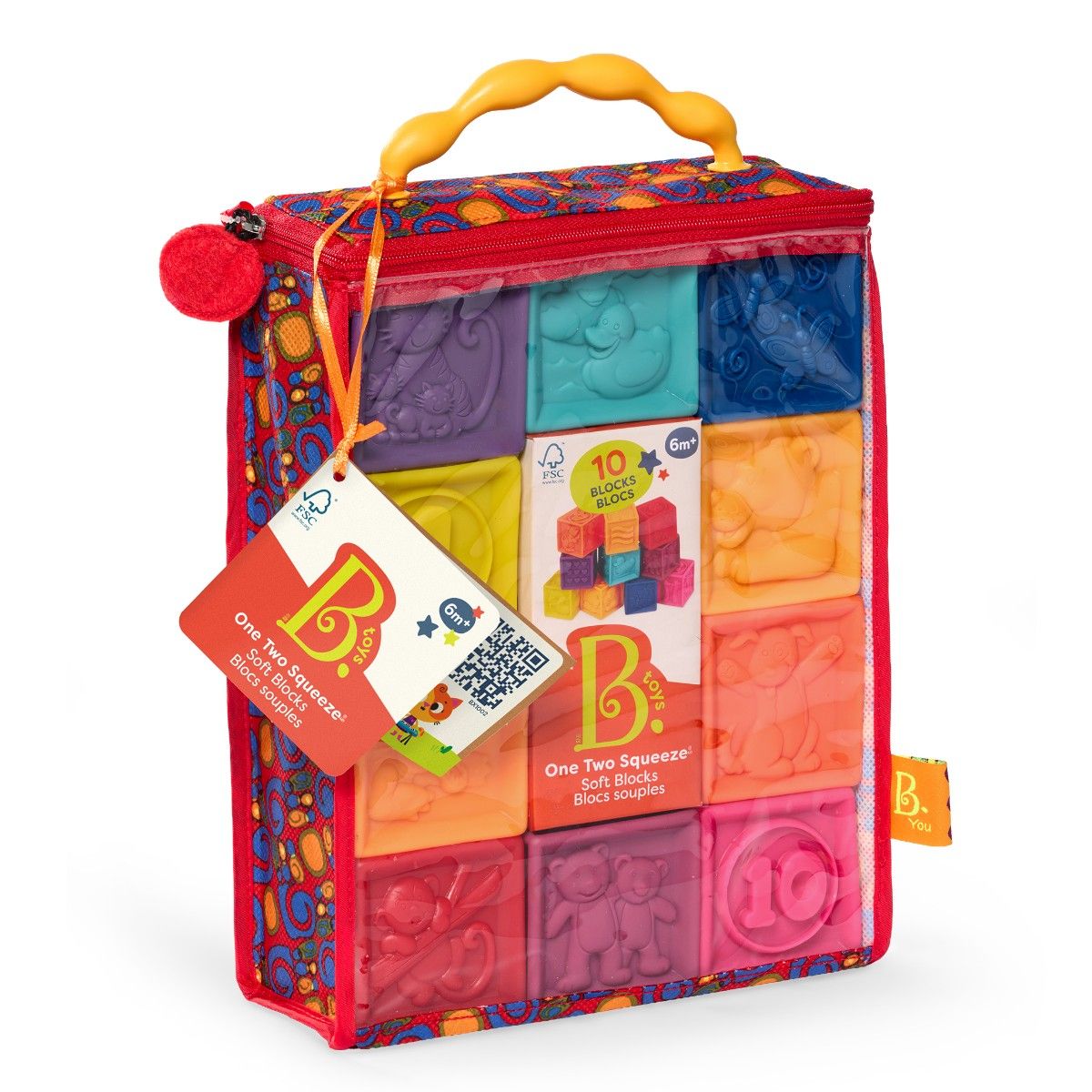 B Toys mjuka byggklossar, One Two Squeeze - 10 st.
