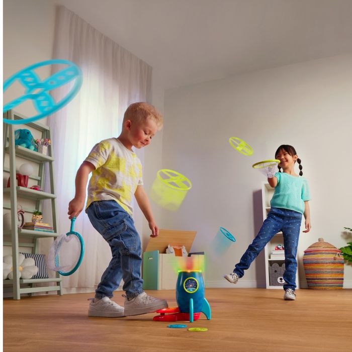 B Toys Raket med uppskjutning, fånga skivor med ketcher