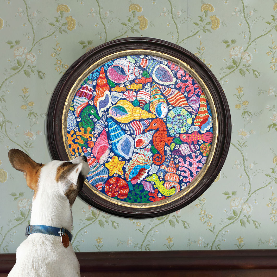 eeBoo - Rundt pussel 500 bitar - Seahorses Shells & Coral