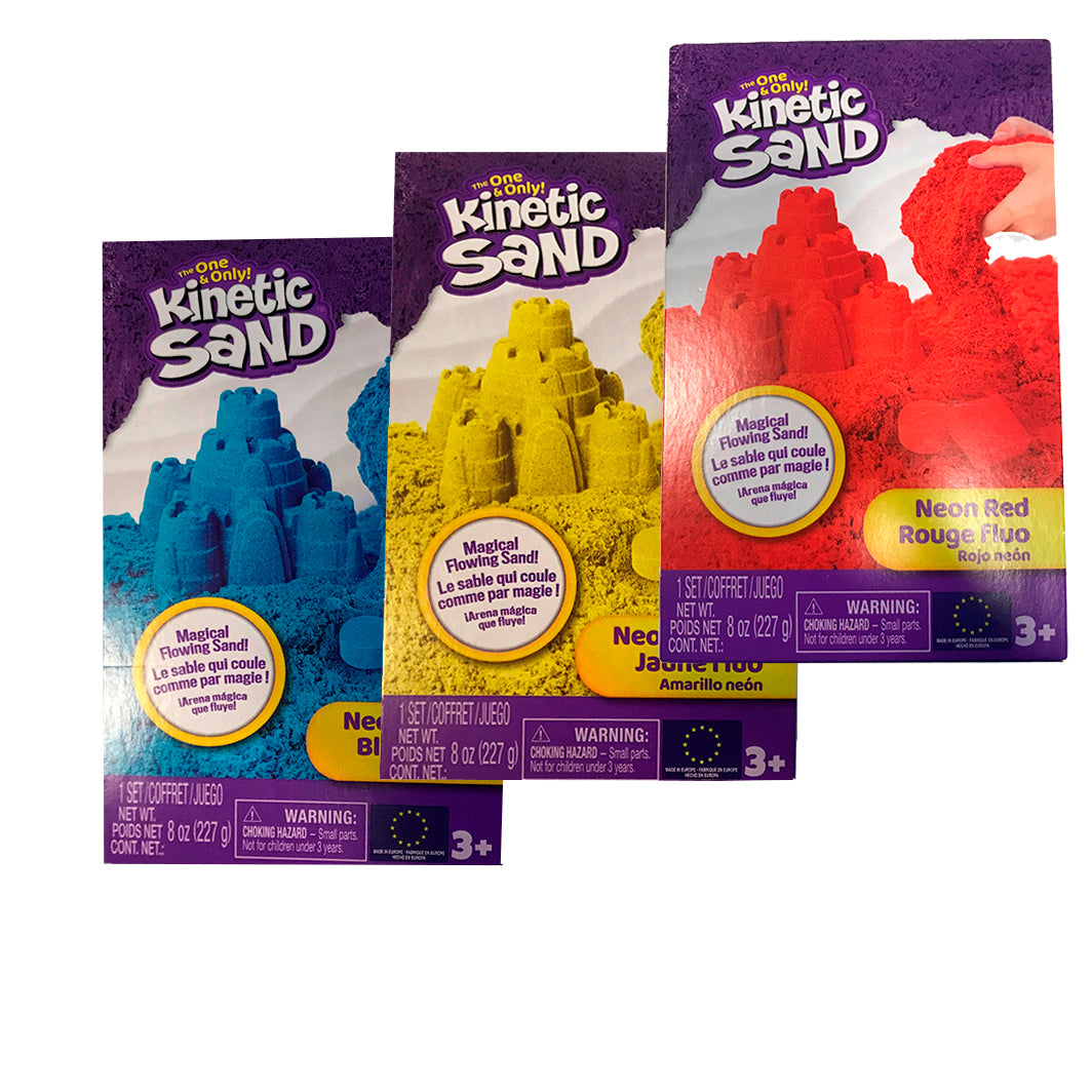 Kinetic Sand, Magisk sand, neonbox – 3 olika färger