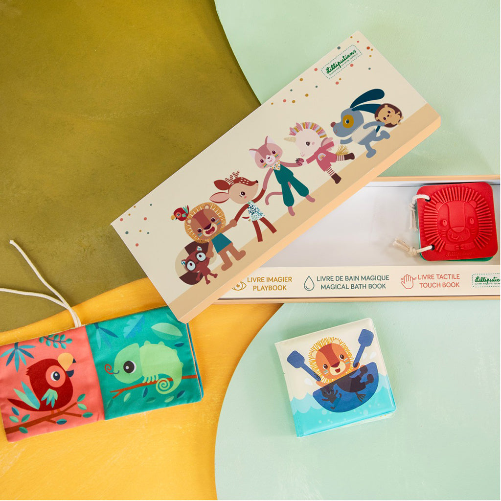 Lilliputiens babyleksaker, 3 sensoriska böcker – Jack