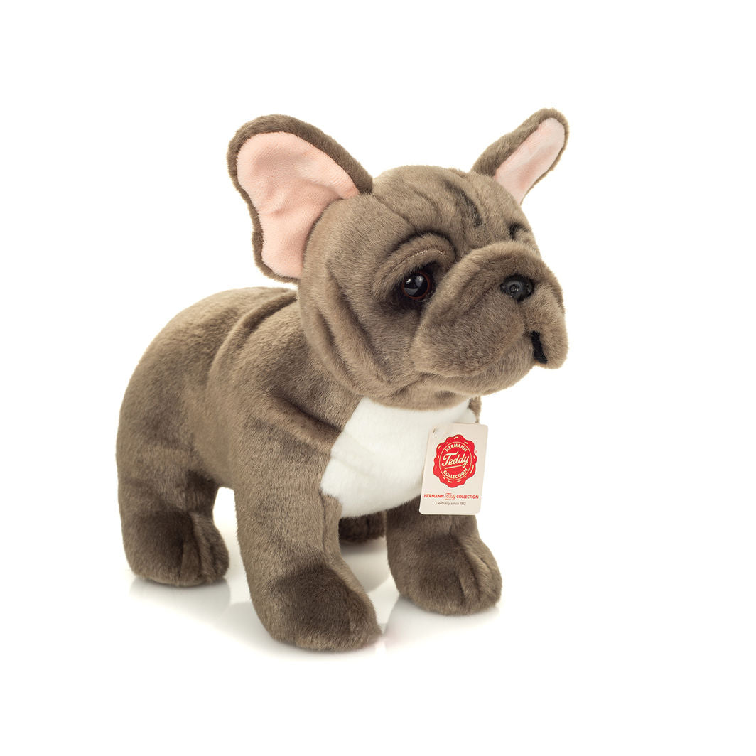Teddy Hermann bamse, Stående fransk bulldog, grå - 30 cm