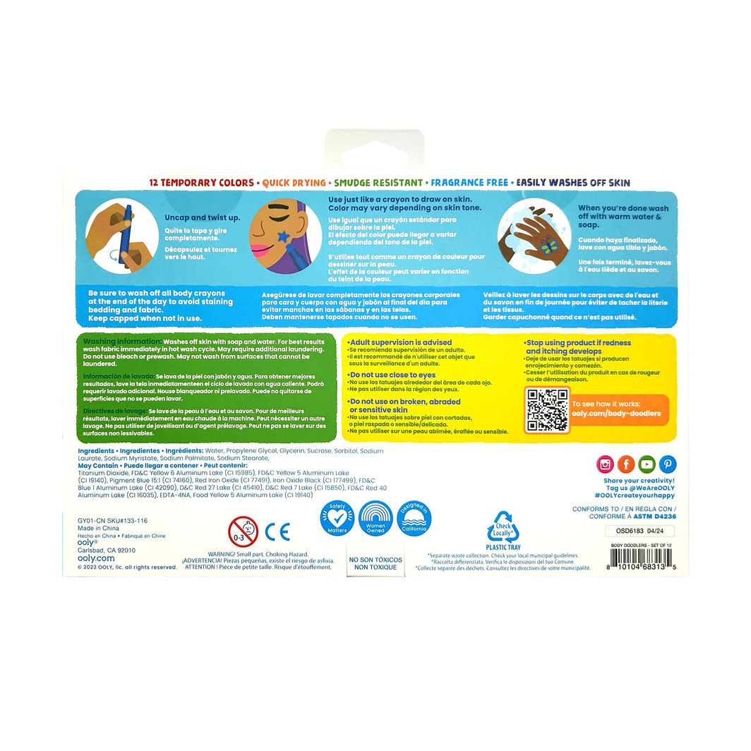 Ooly Ansigtsmaling til børn 12 stk - Face and Body Doodlers