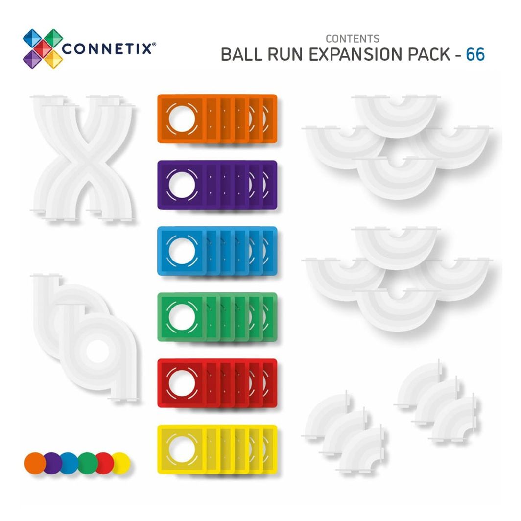 CONNETIX Connetix Ball Run Expansion Pack - utökningspaket 66 delar - rainbow
