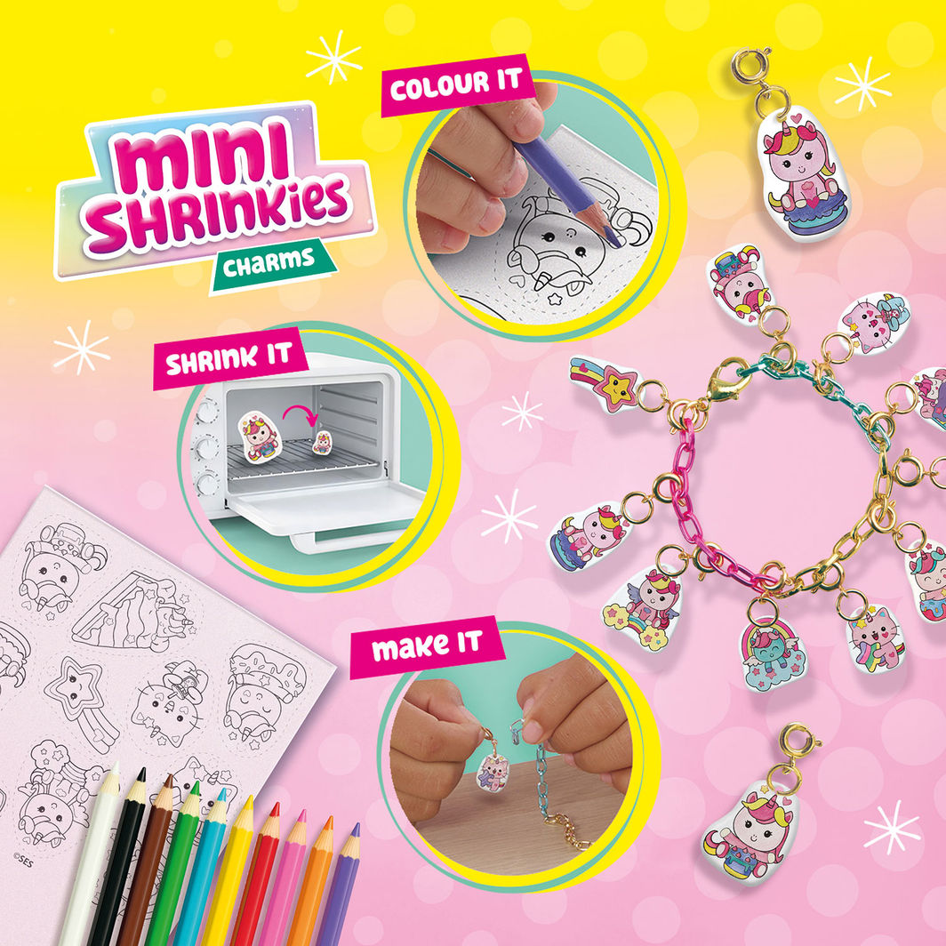 SES Creative Krympplast, Mini Shrinkies - Söta enhörningar