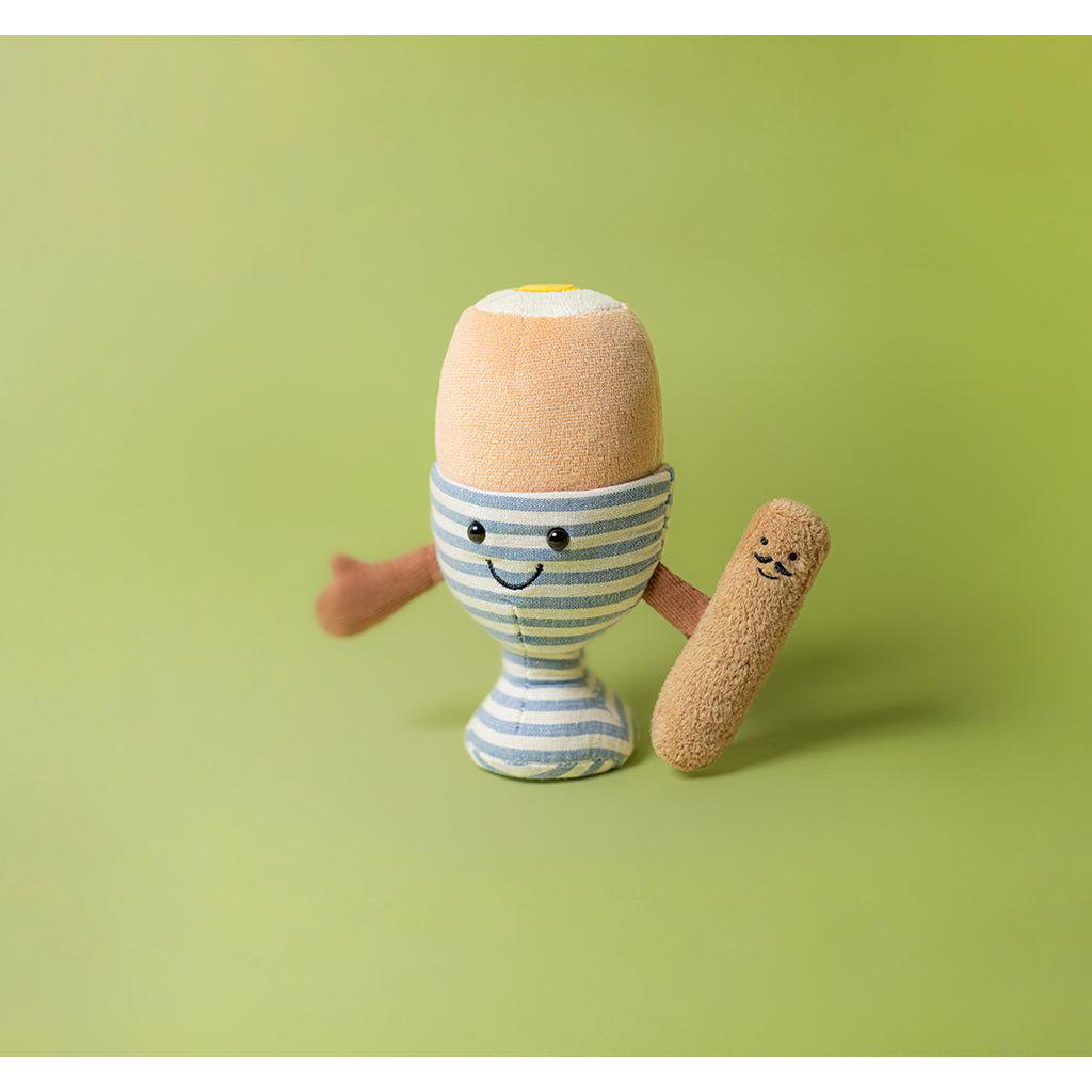 Jellycat mjukisdjur, Amuseable ägg, Löskokt ägg med bröd - 16 cm