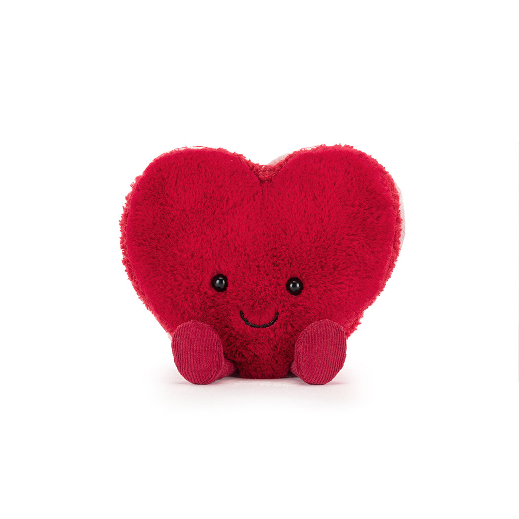 Jellycat bamse, Amuseables Arlette Heart Macaron, rød - 13 cm