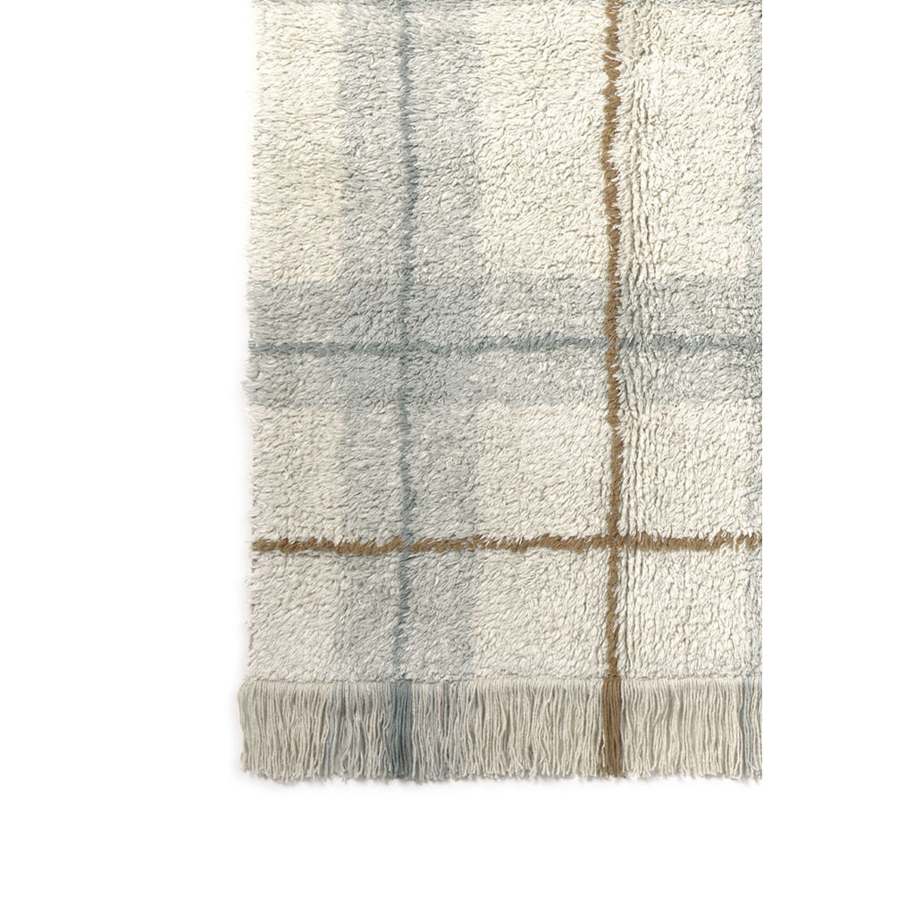 Lorena Canals tvättbar matta, Tartan Blue Sage - flera storlekar.