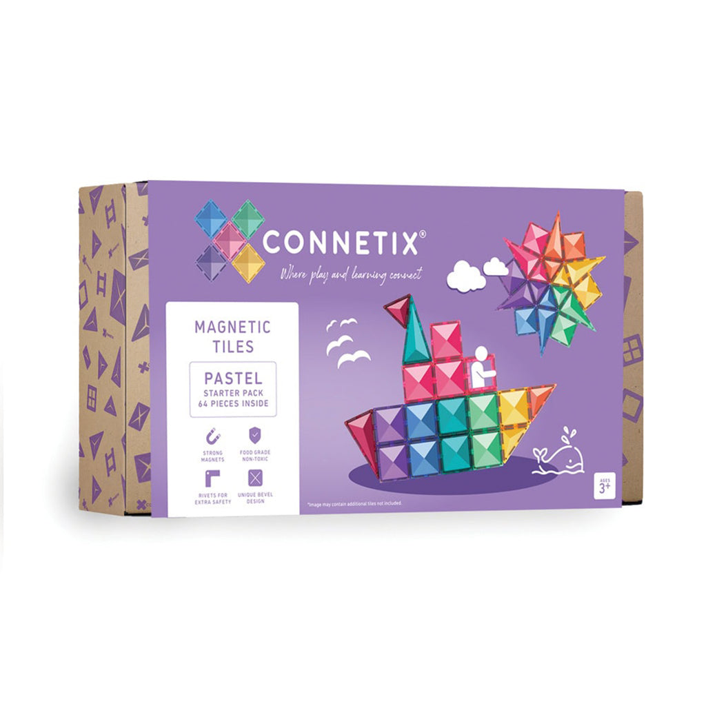 Connetix magnetiskt byggset, Starter pack, 60 delar - Pastell