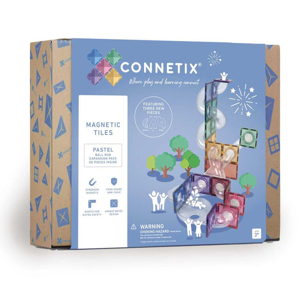 Connetix magnetiskt byggset, Ball Run Expansion Pack, 80 delar - Pastell