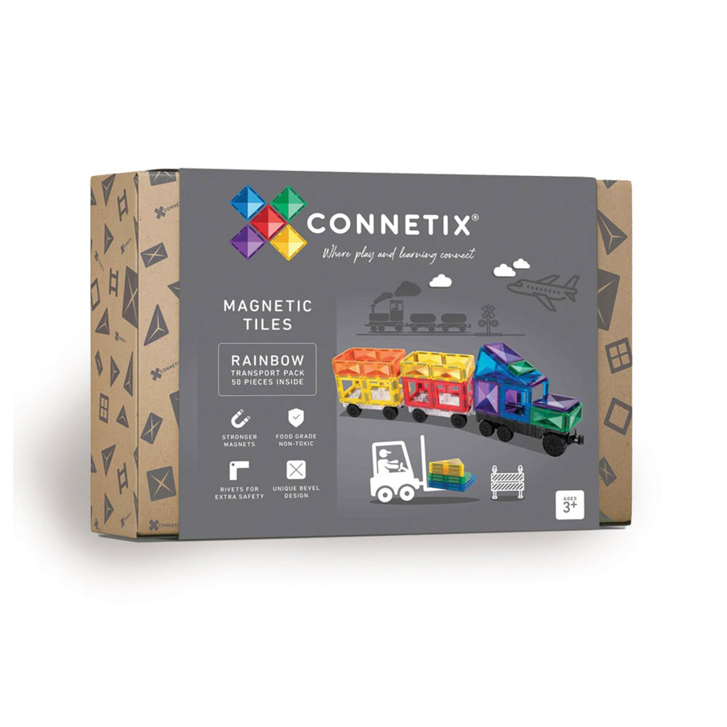 Connetix magnetiskt byggset, Transport Pack, 50 delar - Rainbow