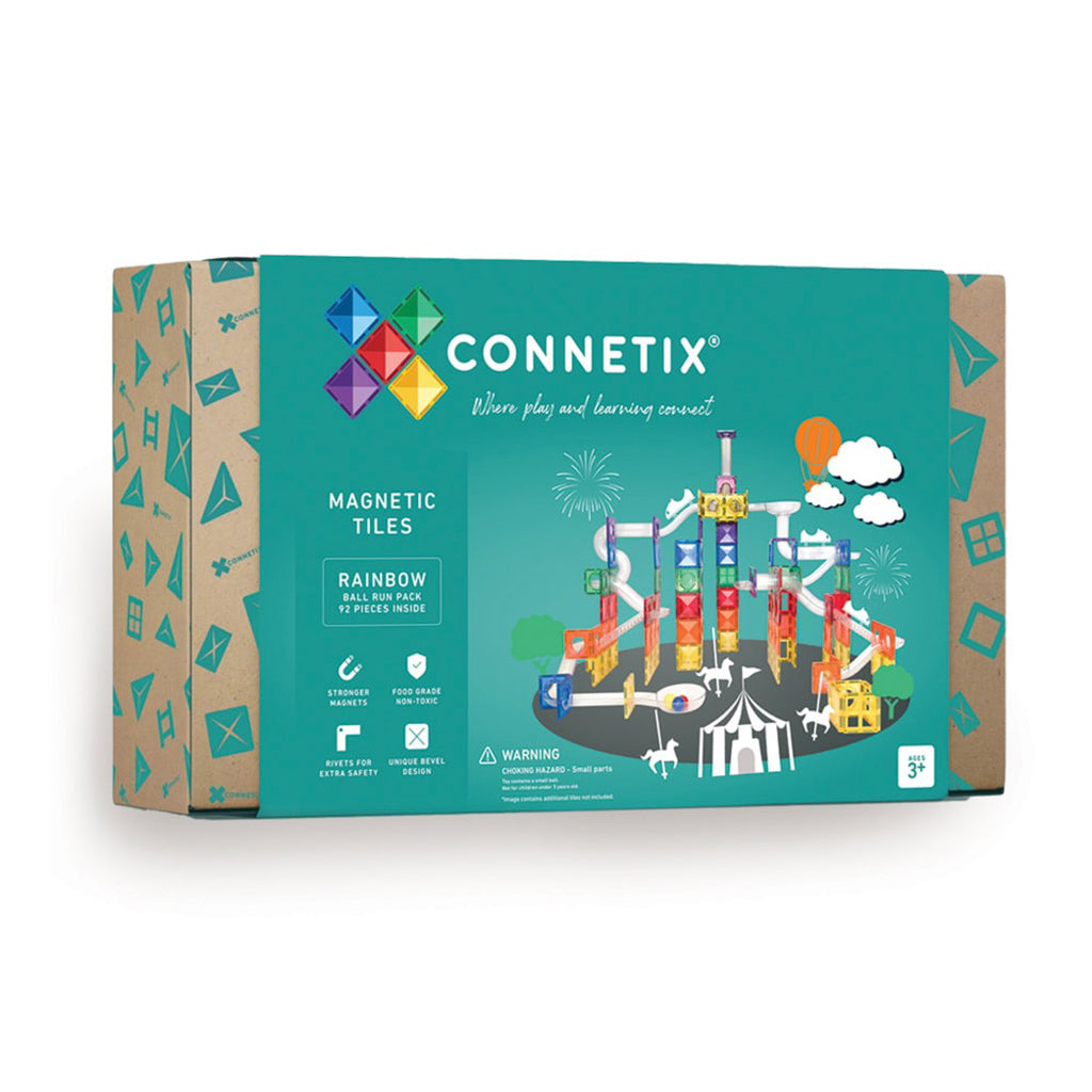 Connetix magnetiskt byggset, Ball Run, 92 delar - Rainbow
